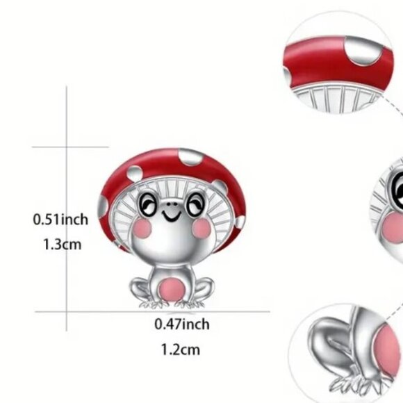 Cute Colorful Chic Frog & Mushroom Red and Pink accent Stud Earrings Set - Picture 3 of 3